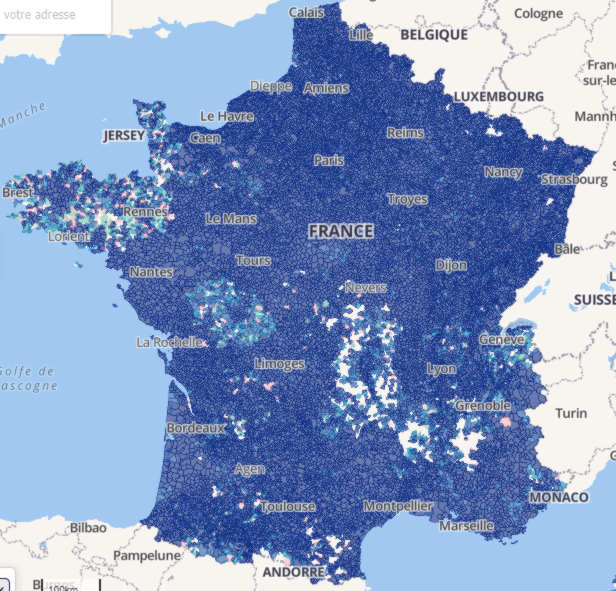 Carte fibre de l’Arcep.