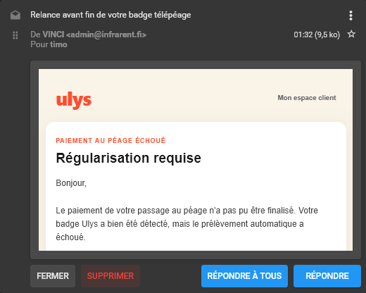 Spam de Vinci Autoroute